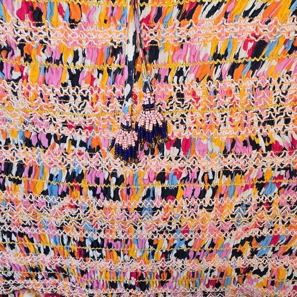 Maaji Prism Cat Marta Short Dress Smocked Mini 4 in 1 Wear Cut Out Tassels M NEW - Picture 12 of 16